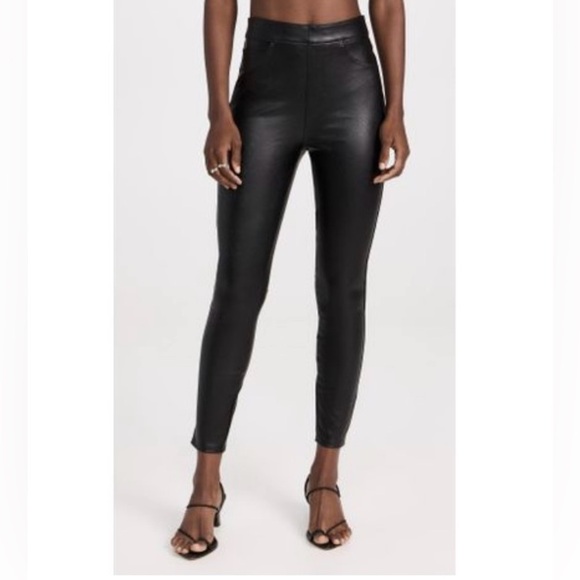 Spanx Black Leather Like Ankle Skinny Pants - Picture 1 of 7